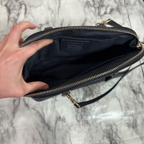 Coach Mini Sierra Buffalo Plaid Handbag top handle crossbody strap black cream - Picture 3 of 9